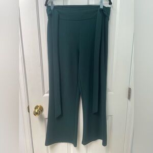 M Eclipse Stright-Leg Tie-Waist Pants in Hunter Green